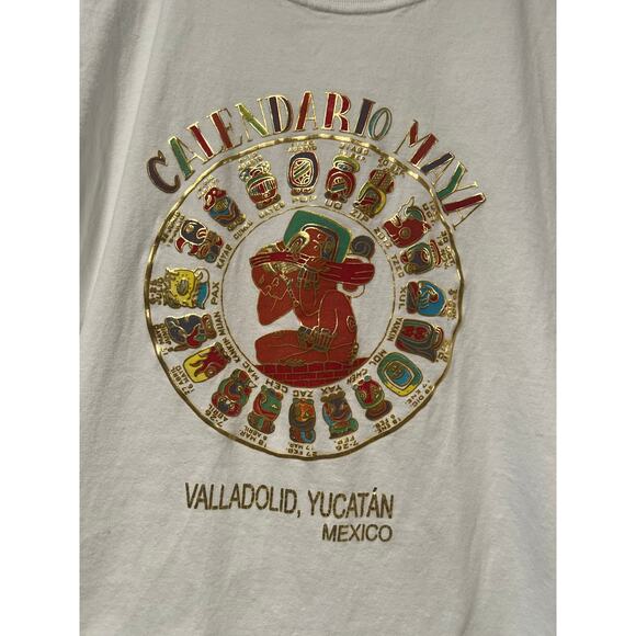 Vintage 80s 90s T-Shirt Yucatan, Mexico Mayan Calendar Size Large JL - Picture 2 of 5